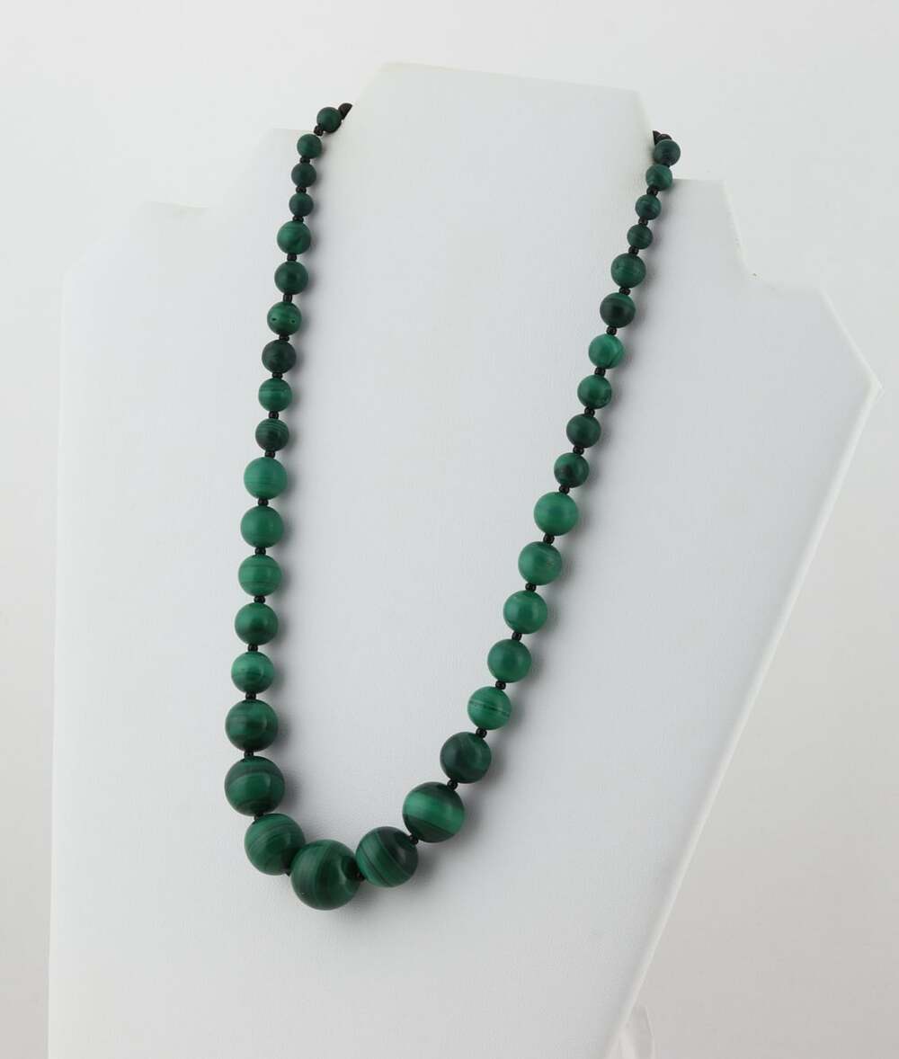 Sterling Silver Malchite & Onyx Bead Necklace 19 inch chain Designer Lee Sands - Picture 5 of 8